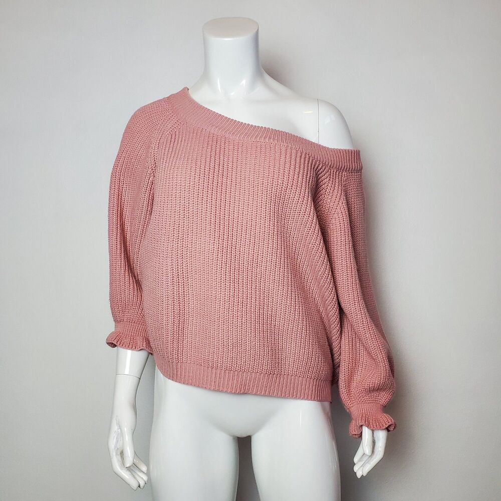 Max Studio Pink Balletcore Balloon Sleeve Sweater